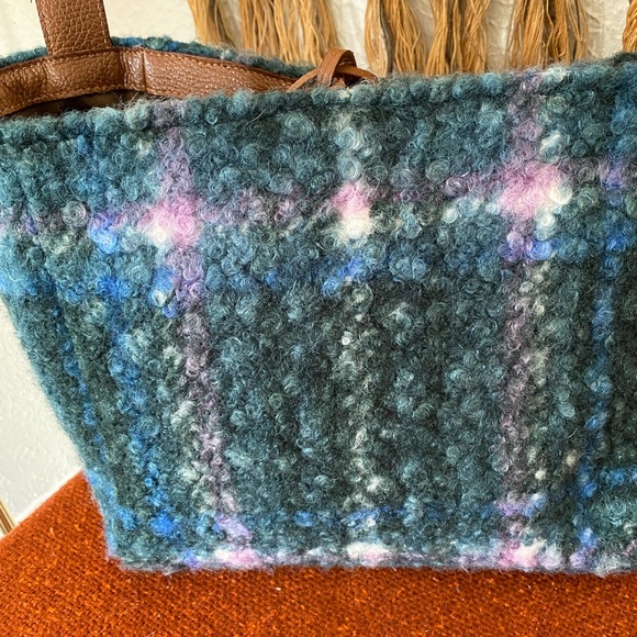 SUNDANCE CATALOG Maple Glen Teddy Tote in Plaid Blue, MSRP $148.00 - Picture 3 of 9